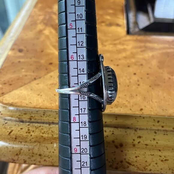 Genuine White Buffalo Sterling Silver Horseshoe Ring Size 7 - Picture 8 of 9